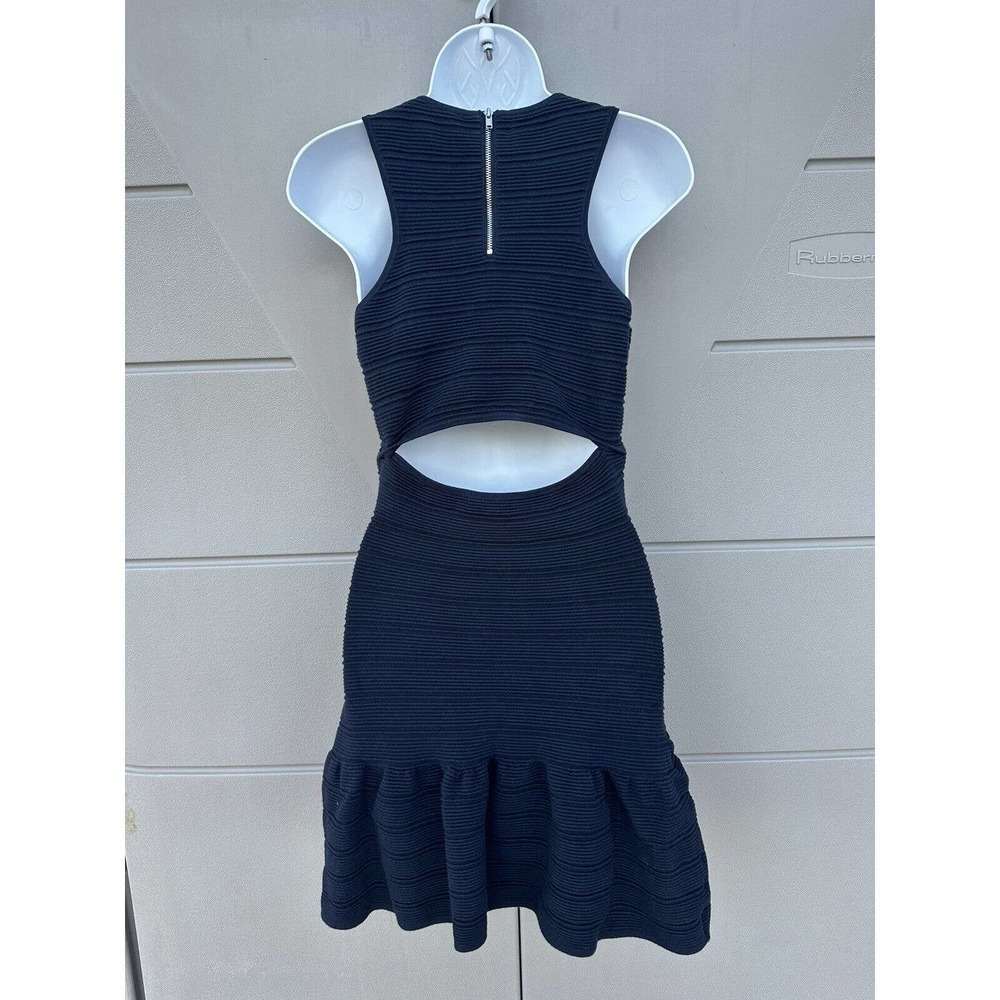 Sandro Scoop Neck Ribbed Mini Dress in Navy Blue Stretch Cotton Sz 1 FR/ S US - Picture 10 of 12